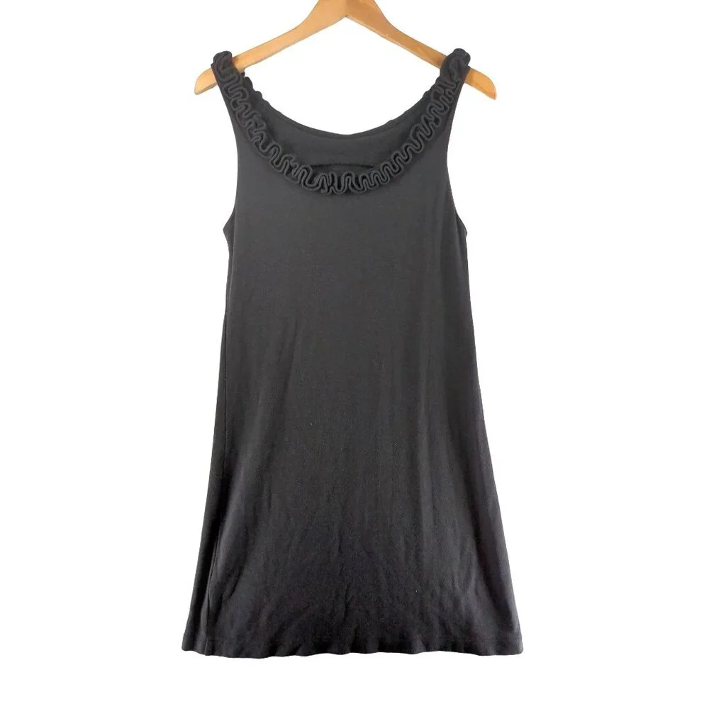 J Crew Shift Dress Womens S Gray Pullover Sleeveless Ruffle Stretch Casual